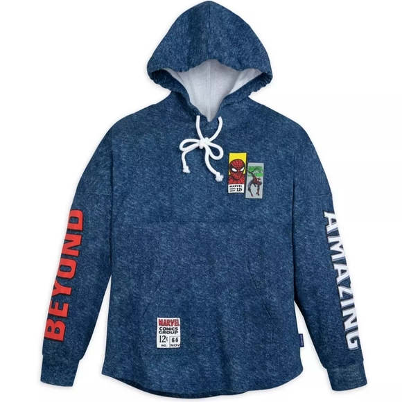 DISNEY Marvel Comics 60TH ANNIVERSARY Spiderman Hoodie with Vintage Patches - Picture 3 of 13